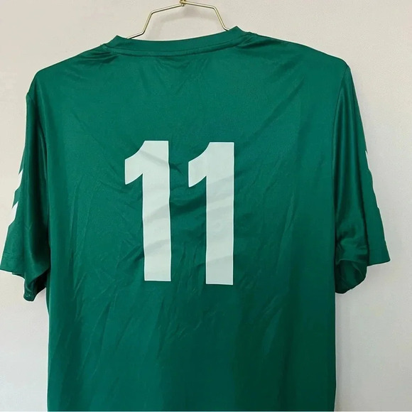 Hummel Core Polyester Size Medium Green Short Sleeve Number 11 On Back Soccer - Picture 4 of 6